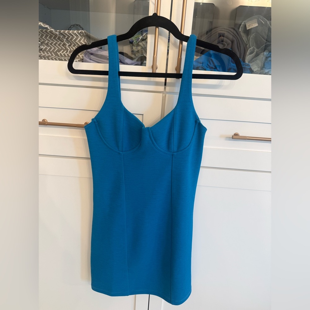 Bright dark aqua blue mini ZARA dress